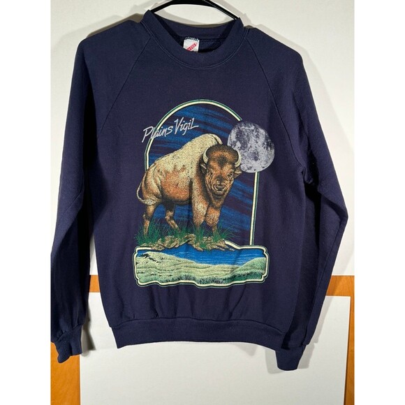 Vintage Plains Vigil Bison Country Crewneck Sweater Medium‎ M USA - Picture 1 of 9